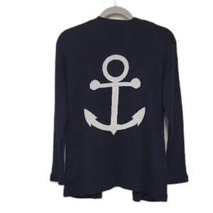 Talbots Dark Blue Cardigan with White Anchor
